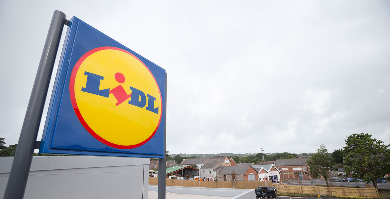 Close up of Lidl Sign within Chard Development - Quora Developments